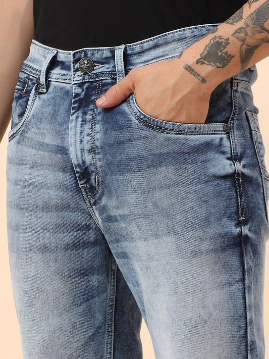 Denim Jeans for Men l Breathable & Soft with Color Fastness Straight Fit Cotton Blend Fabric Solid Pattern Button Closure