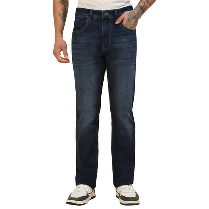 Denim Jeans for Men | Breathable & Soft with Color Fastness Straight Fit Poly Cotton Fabric Solid Pattern Button Closure