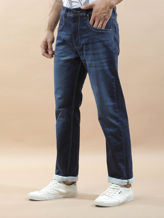 Denim Jeans for Men l Breathable & Soft with Color Fastness Straight Fit Polycotton Fabric Solid Pattern