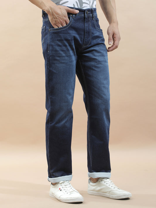 Denim Jeans for Men l Breathable & Soft with Color Fastness Straight Fit Polycotton Fabric Solid Pattern
