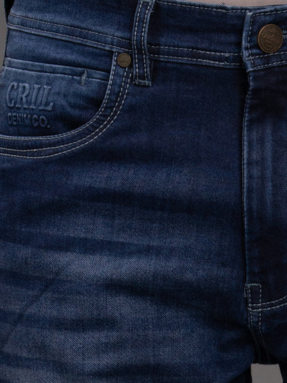 Men's Dark Blue Straight Fit Casual Denim Jeans