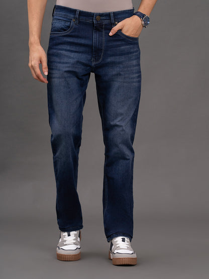 Men's Dark Blue Straight Fit Casual Denim Jeans