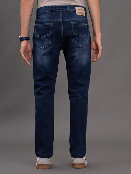 Men's Dark Blue Straight Fit Casual Denim Jeans