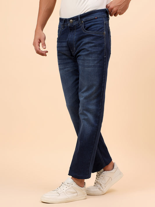 Denim Jeans for Men l Breathable & Soft with Color Fastness Straight Fit Cotton Blend Fabric Solid Pattern Button Closure