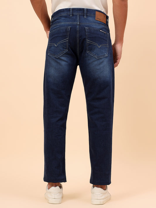 Denim Jeans for Men l Breathable & Soft with Color Fastness Straight Fit Cotton Blend Fabric Solid Pattern Button Closure