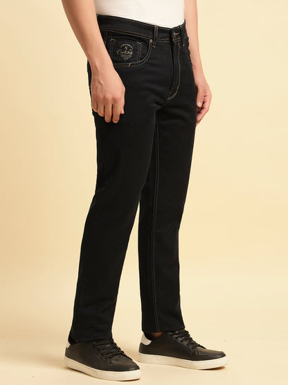 Denim Jeans for Men | Breathable & Soft with Color Fastness Slim Fit Cotton Fabric Solid Pattern Button Closure