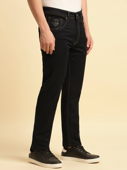 Denim Jeans for Men | Breathable & Soft with Color Fastness Slim Fit Cotton Fabric Solid Pattern Button Closure