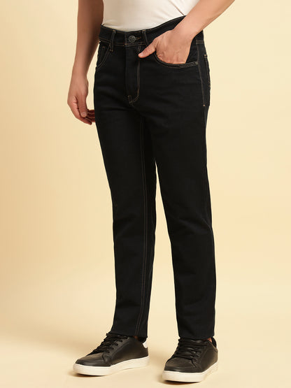 Denim Jeans for Men | Breathable & Soft with Color Fastness Slim Fit Cotton Fabric Solid Pattern Button Closure