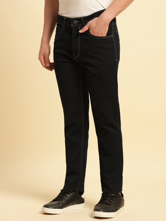Denim Jeans for Men | Breathable & Soft with Color Fastness Slim Fit Cotton Fabric Solid Pattern Button Closure