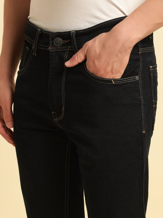 Denim Jeans for Men | Breathable & Soft with Color Fastness Slim Fit Cotton Fabric Solid Pattern Button Closure
