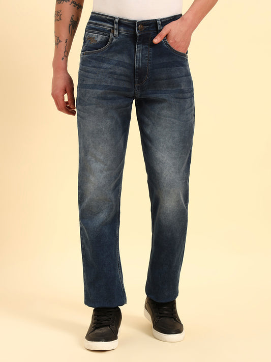 Denim Jeans for Men | Breathable & Soft with Color Fastness Straight Fit Cotton Fabric Solid Pattern Button Closuure