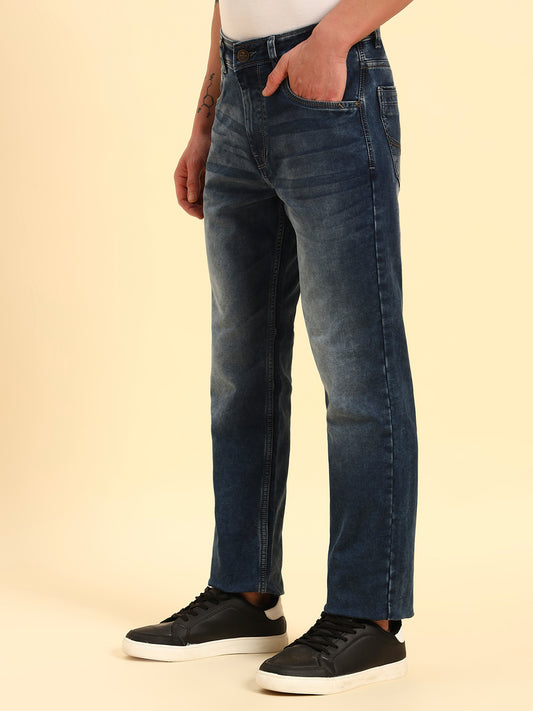 Denim Jeans for Men | Breathable & Soft with Color Fastness Straight Fit Cotton Fabric Solid Pattern Button Closuure
