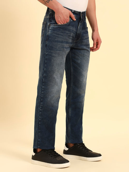 Denim Jeans for Men | Breathable & Soft with Color Fastness Straight Fit Cotton Fabric Solid Pattern Button Closuure