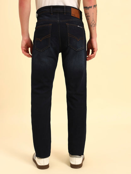 Denim Jeans for Men | Breathable & Soft with Color Fastness Straight Fit Cotton Fabric Solid Pattern Button Closure
