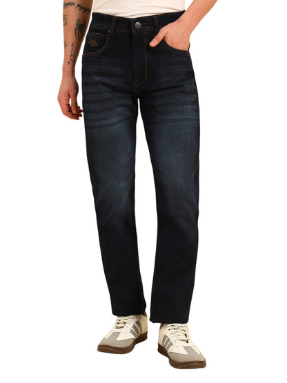 Denim Jeans for Men | Breathable & Soft with Color Fastness Straight Fit Cotton Fabric Solid Pattern Button Closure
