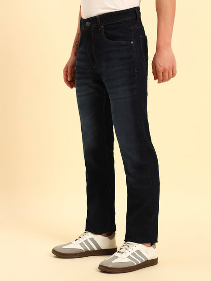 Denim Jeans for Men | Breathable & Soft with Color Fastness Straight Fit Cotton Fabric Solid Pattern Button Closure