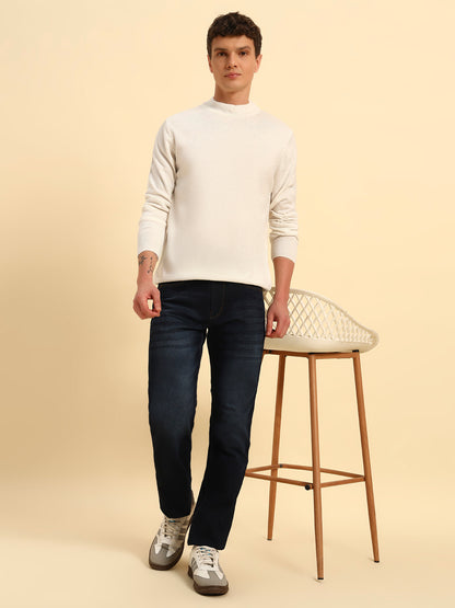 Denim Jeans for Men | Breathable & Soft with Color Fastness Straight Fit Cotton Fabric Solid Pattern Button Closure