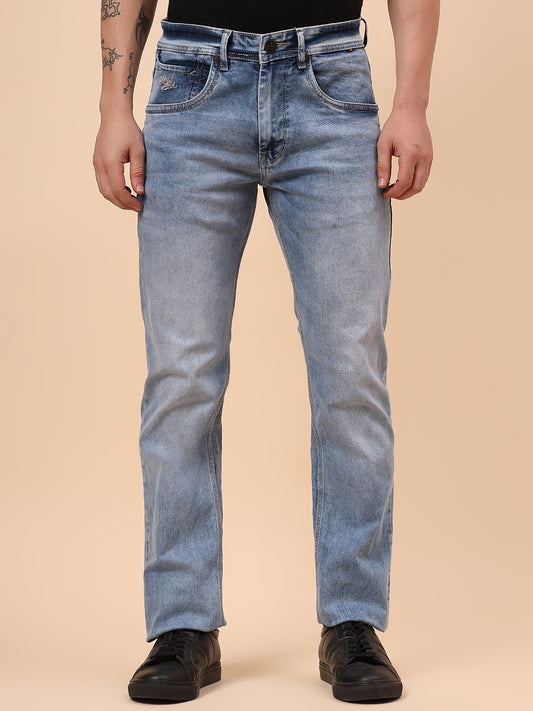 Denim Jeans for Men l Breathable & Soft with Color Fastness Straight Fit Cotton Fabric Solid Pattern Button Closure