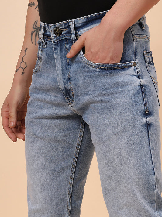 Denim Jeans for Men l Breathable & Soft with Color Fastness Straight Fit Cotton Fabric Solid Pattern Button Closure