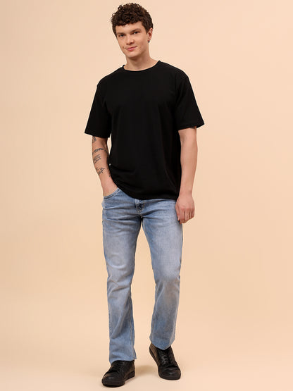 Denim Jeans for Men l Breathable & Soft with Color Fastness Straight Fit Cotton Fabric Solid Pattern Button Closure