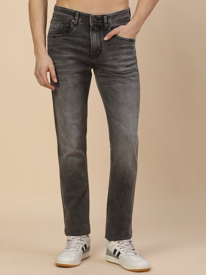 Denim Jeans for Men | Breathable & Soft with Color Fastness Straight Fit Poly Cotton Fabric Solid Pattern Button Closure