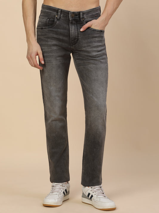 Denim Jeans for Men | Breathable & Soft with Color Fastness Straight Fit Poly Cotton Fabric Solid Pattern Button Closure