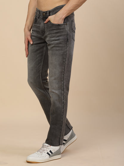 Denim Jeans for Men | Breathable & Soft with Color Fastness Straight Fit Poly Cotton Fabric Solid Pattern Button Closure