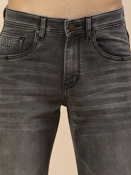 Denim Jeans for Men | Breathable & Soft with Color Fastness Straight Fit Poly Cotton Fabric Solid Pattern Button Closure