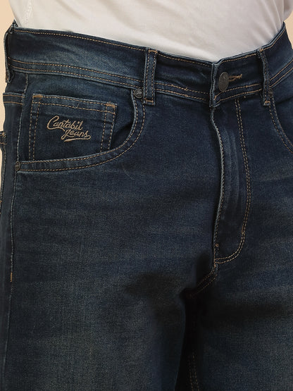 Denim Jeans for Men | Breathable & Soft with Color Fastness Loose Straight Fit Poly Cotton Fabric Solid Pattern Button Closure