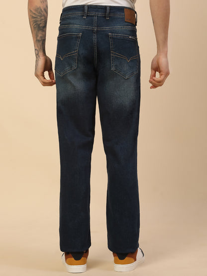 Denim Jeans for Men | Breathable & Soft with Color Fastness Loose Straight Fit Poly Cotton Fabric Solid Pattern Button Closure