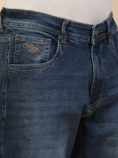 Denim Jeans for Men | Breathable & Soft with Color Fastness Loose Straight Fit Poly Cotton Fabric Solid Pattern Button Closure