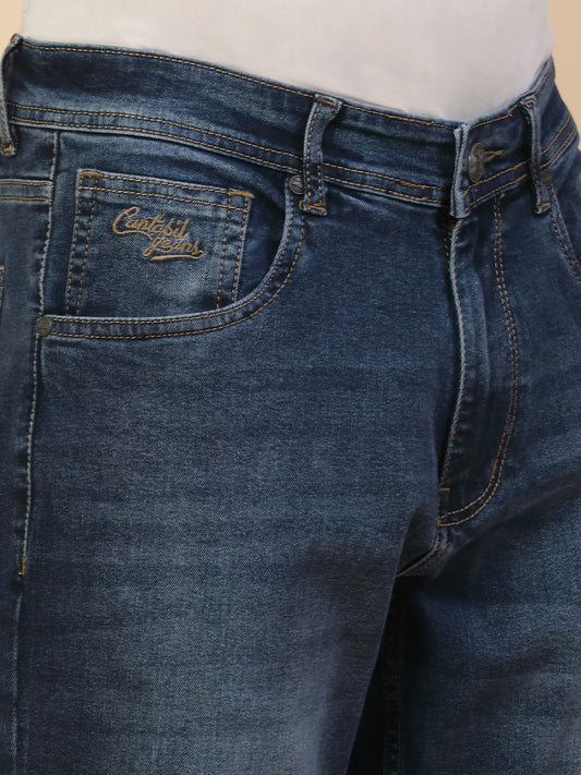 Denim Jeans for Men | Breathable & Soft with Color Fastness Loose Straight Fit Poly Cotton Fabric Solid Pattern Button Closure