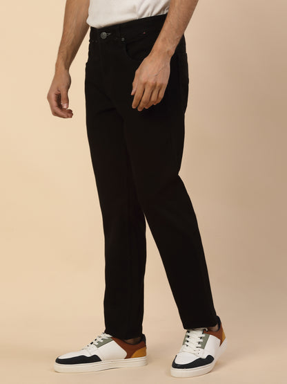 Denim Jeans for Men | Breathable & Soft with Color Fastness Slim Fit Poly Cotton Fabric Solid Pattern Button Closure