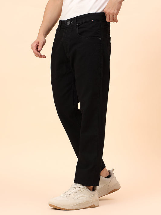 Denim Jeans for Men l Breathable & Soft with Color Fastness Straight Fit Cotton Blend Fabric Solid Pattern Button Closure