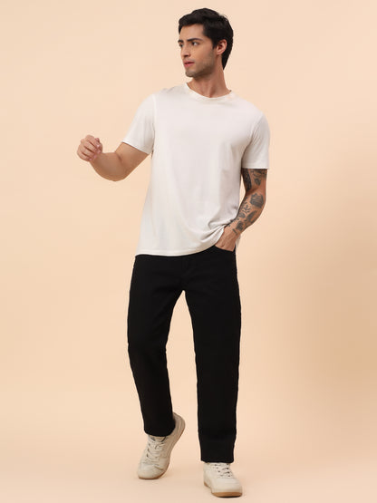 Denim Jeans for Men l Breathable & Soft with Color Fastness Straight Fit Cotton Blend Fabric Solid Pattern Button Closure