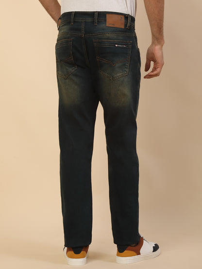 Denim Jeans for Men | Breathable & Soft with Color Fastness Straight Fit Poly Cotton Fabric Solid Pattern Button Closure