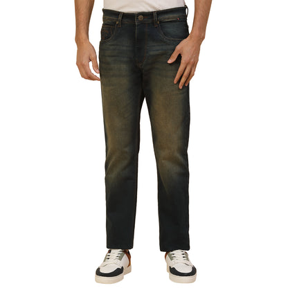 Denim Jeans for Men | Breathable & Soft with Color Fastness Straight Fit Poly Cotton Fabric Solid Pattern Button Closure