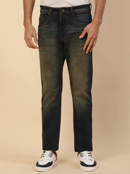 Denim Jeans for Men | Breathable & Soft with Color Fastness Straight Fit Poly Cotton Fabric Solid Pattern Button Closure