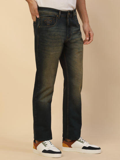 Denim Jeans for Men | Breathable & Soft with Color Fastness Straight Fit Poly Cotton Fabric Solid Pattern Button Closure