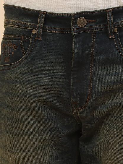 Denim Jeans for Men | Breathable & Soft with Color Fastness Straight Fit Poly Cotton Fabric Solid Pattern Button Closure