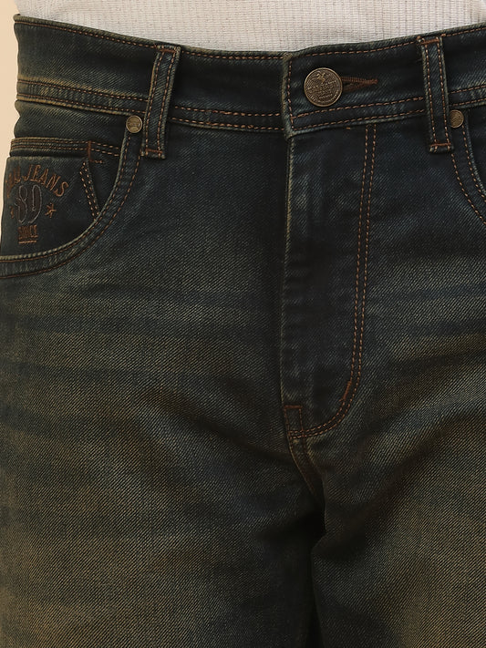 Denim Jeans for Men | Breathable & Soft with Color Fastness Straight Fit Poly Cotton Fabric Solid Pattern Button Closure