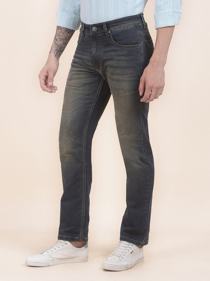 Men's Khaki Straight Fit Casual Denim Jeans