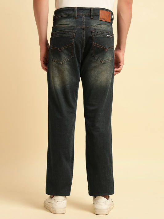 Denim Jeans for Men | Breathable & Soft with Color Fastness Straight Fit Cotton Fabric Solid Pattern Button Closure