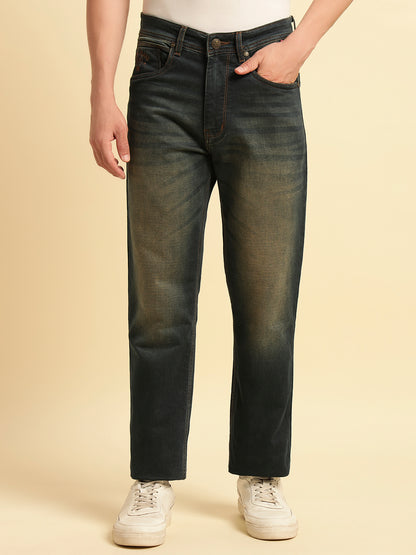 Denim Jeans for Men | Breathable & Soft with Color Fastness Straight Fit Cotton Fabric Solid Pattern Button Closure