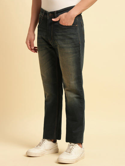 Denim Jeans for Men | Breathable & Soft with Color Fastness Straight Fit Cotton Fabric Solid Pattern Button Closure