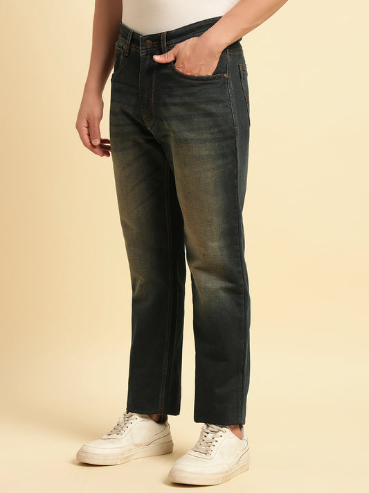Denim Jeans for Men | Breathable & Soft with Color Fastness Straight Fit Cotton Fabric Solid Pattern Button Closure