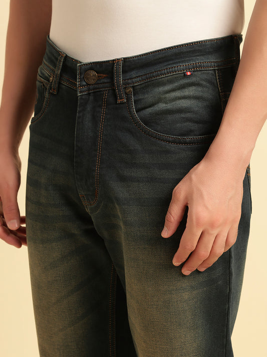 Denim Jeans for Men | Breathable & Soft with Color Fastness Straight Fit Cotton Fabric Solid Pattern Button Closure