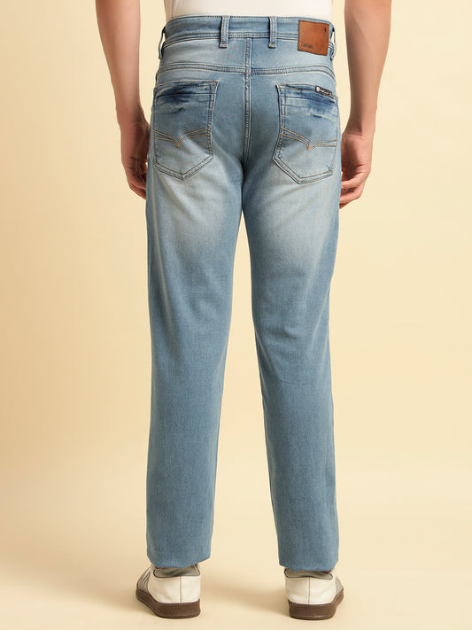 Denim Jeans for Men | Breathable & Soft with Color Fastness Straight Fit Cotton Fabric Solid Pattern Button Closure