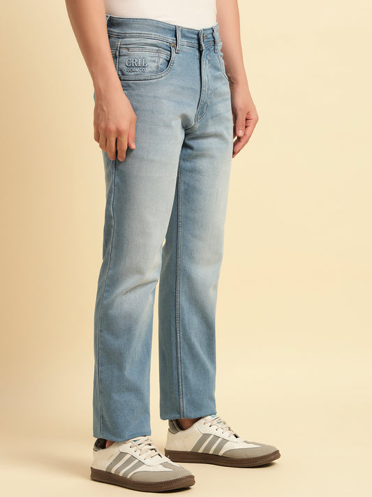 Denim Jeans for Men | Breathable & Soft with Color Fastness Straight Fit Cotton Fabric Solid Pattern Button Closure