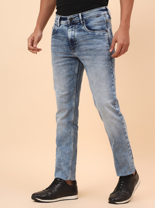 Denim Jeans for Men l Breathable & Soft with Color Fastness Straight Fit Cotton Blend Fabric Solid Pattern Button Closure